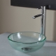 Vasque à poser ronde petit diamètre en verre transparent