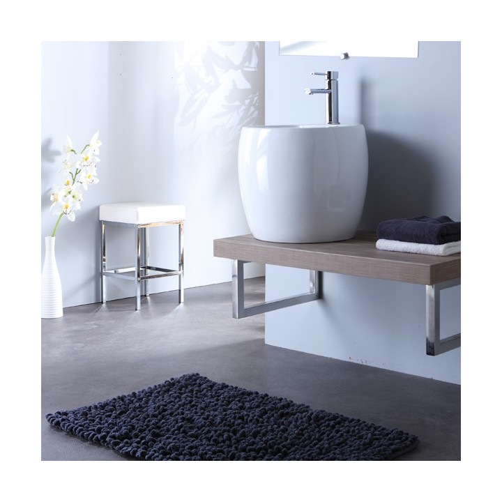 Meuble de salle bain à suspendre équipé d'un lavabo haut design blanc