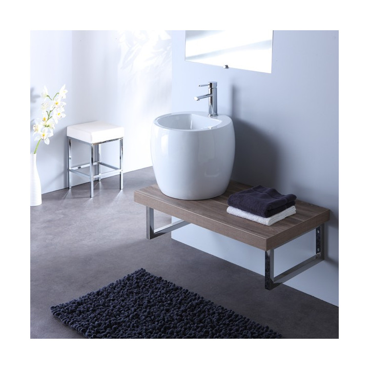 Meuble de salle bain à suspendre équipé d'un lavabo haut design blanc