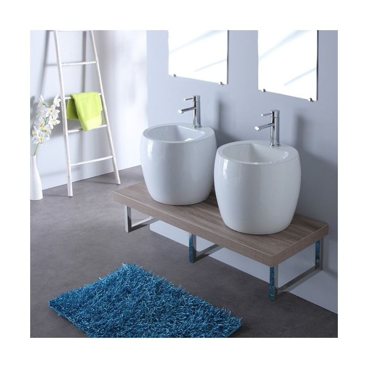 Meuble de salle bain 120 cm double vasques blanche contemporaine