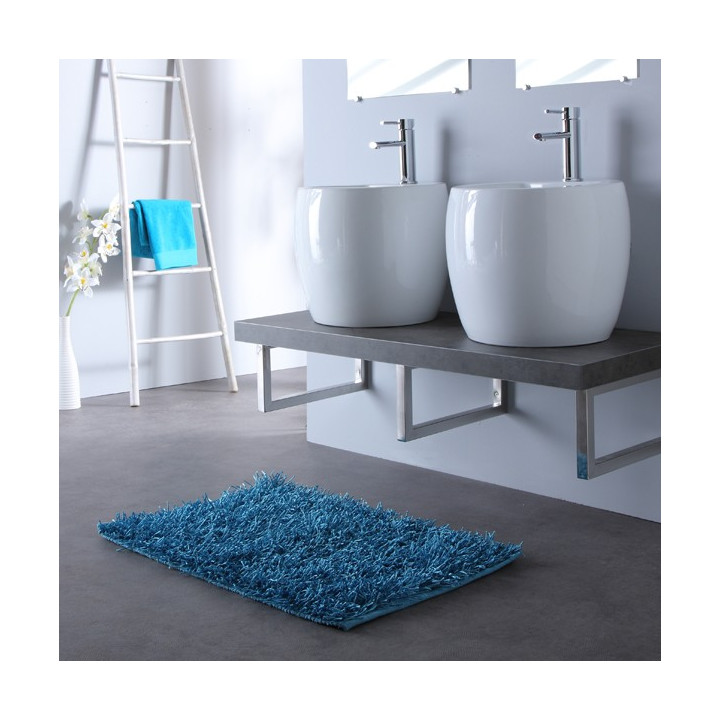 Meuble de salle bain gris avec double vasques blanche design