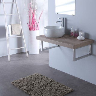 Vasque blanche Mailla + Plan stratifié 90 cm Laméllé gris