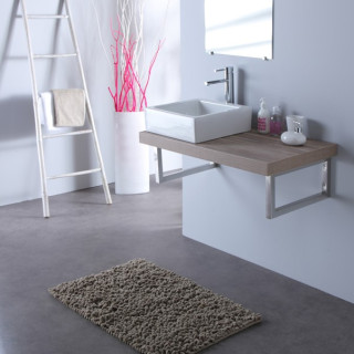 Vasque carrée Elec blanche + Plan stratifié 90 cm Gris laméllé