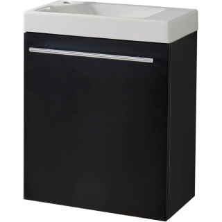 Ensemble meuble avec lave-mains Noir Mat Hamac pour Robinet à gauche solo