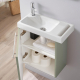 Pack lave mains couleur vert de gris avec lave mains et porte serviette intégré + mitigeur à gauche