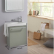 Pack lave mains couleur vert de gris avec lave mains et porte serviette intégré + mitigeur à droite