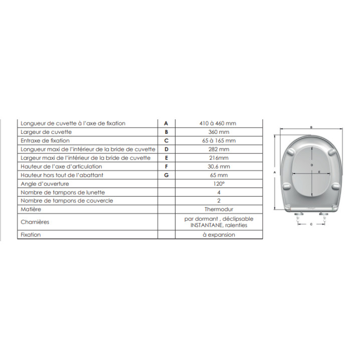ABATTANT PUSH BOTTOM DUBOURGEL