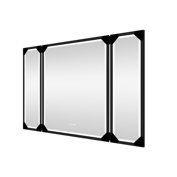Miroir salle de bain LED 80x120 cm - triptyque - Noir Mat - Workshop