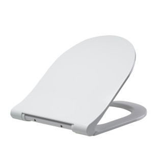 Abattant WC blanc de forme droite en duroplast antibactérien avec fermeture ralentie, réglable et déclipsable - Samara